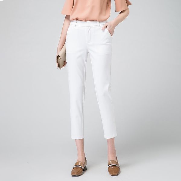 

autumn winter middl aged women warm velvet elastic waist casual straight pants female trousers 201102, Black;white