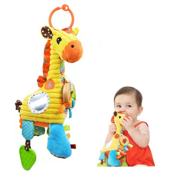 Di alta qualità TOP bambino peluche giraffa tirare campana letto multifunzionale appeso placare massaggiagengive giocattoli educativi miglior regalo LJ201113