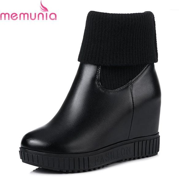 

boots memunia arrival 2021 high heels white black slip on winter ankle round toe platform women comfortable shoes1