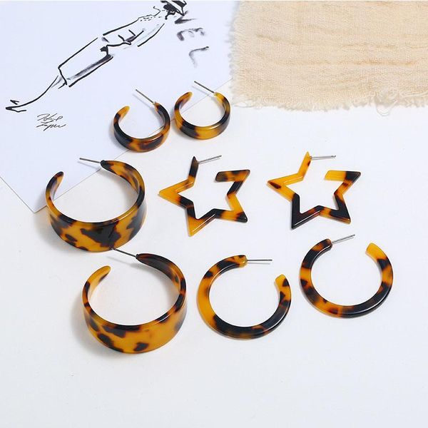 

korean leopard earrings star moon earring plastic earrings women wedding party daily life women jewelry accessories lb, Golden;silver