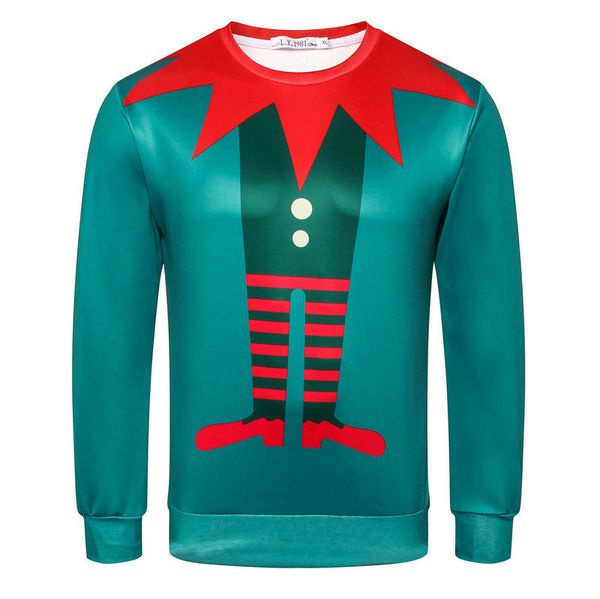 

2021 new 3d deer snowman new santa claus printed ugly sweatshirt for pullovers men ppru, White;black
