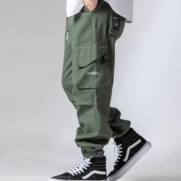 

functional style legged overalls men's fashion brand street solid color straight pants multi pocket loose casual pants, Blue