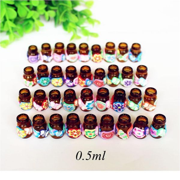 

10pcs/pack diy 0.5ml jewelry polymer clay glass essential oil bottle small pendant wishing bottles mini perfu jllybg