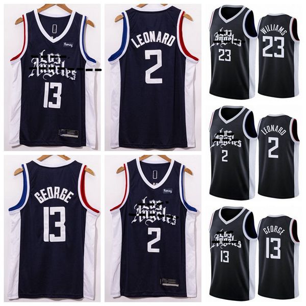 

2020 2021 paul 13 george 2 leonard jersey black new city basketball mans swingman los angeles clippers edition stitched, Black;red