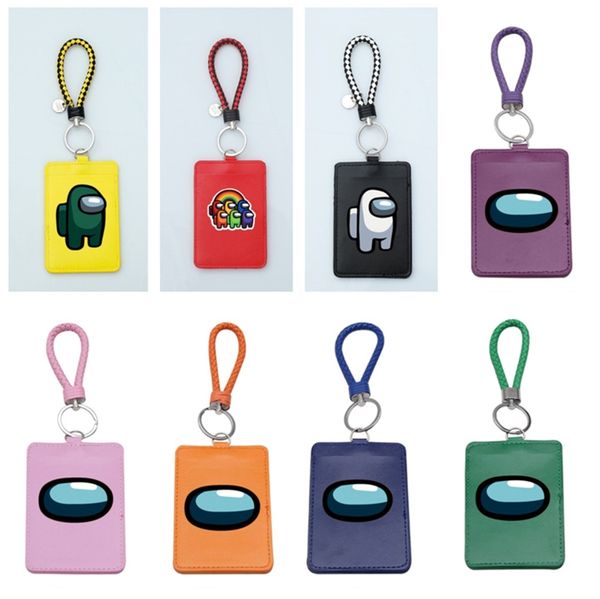 

among us card holder game anime slot pocket pu leather wallets lanyard wristlet holders for credit card student bus id card holder e121711