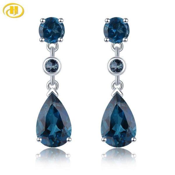 

dangle & chandelier natural blue z solid silver earring for women 4 carats dark pear cut elegant classic jewelry year gift