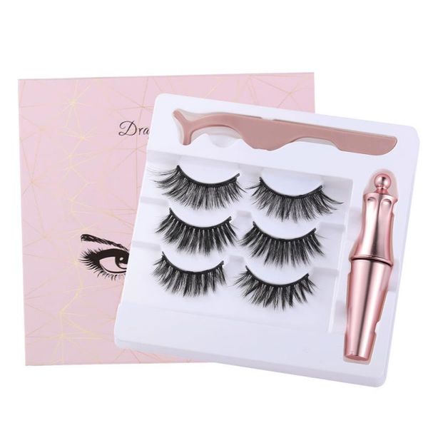 

false eyelashes three pair of 3d magnetic eyeliner liquid set magnet