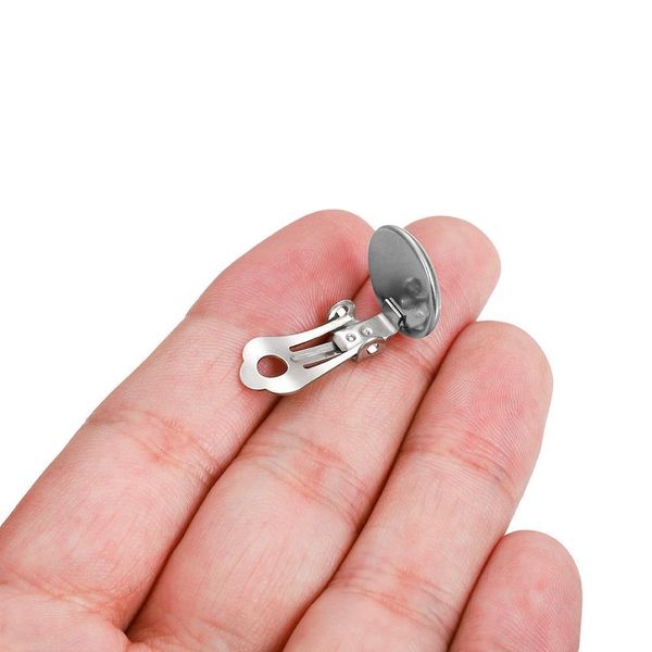 

10pcs 8 10 12 14mm stainless steel round flat ear clip base cabochon bezel tray earrings clips for diy jewelry makings h qylrpu, White