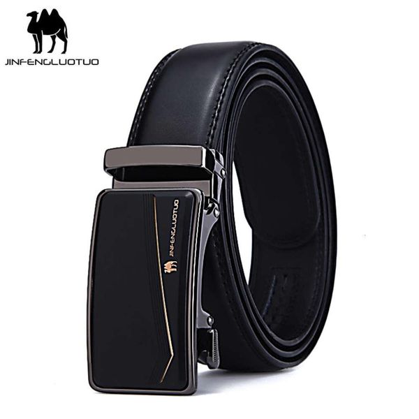 

golden camel auto buckle leather men's belt simple men's pure cow leather belt korean trouser belt, Black;brown