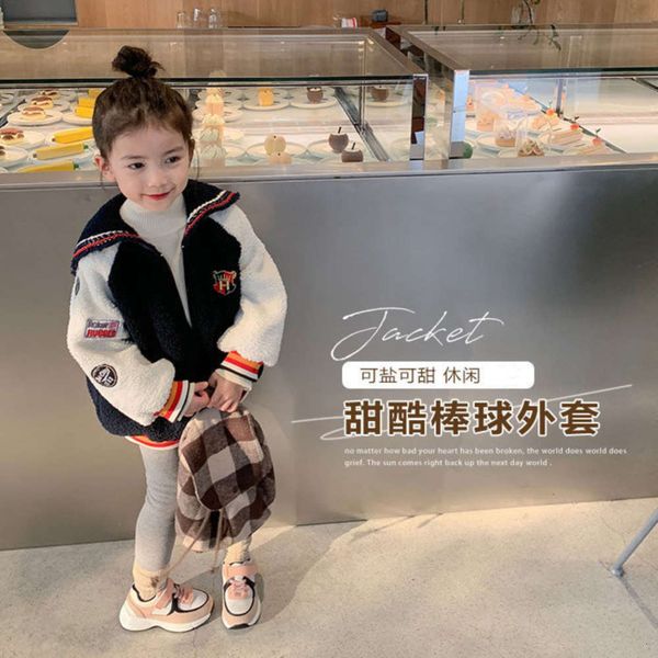 

zipper winter college 2020 coat new korean children's shirt girl's navy collar thickened top, Black