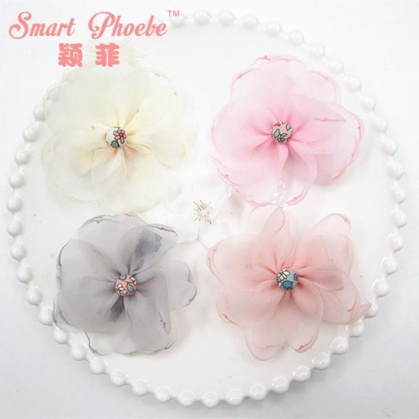 

hair accessories boutique 20pcs fashion cute gauze flower hairpins solid kawaii chiffon floral girls clips headwear accessories1, Slivery;white