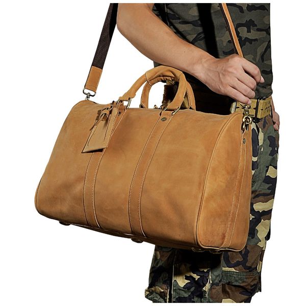 

men genuine leather designer casual duffle travel luggage bag fashion suitcase messenger shoulder crossbody tote bag