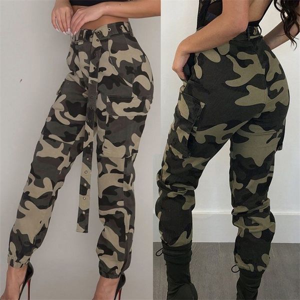 

camouflage joggers womens pants camo casual cargo military combat trousers hip hop rock trousers femme mujer loose calca female 201111, Black;white
