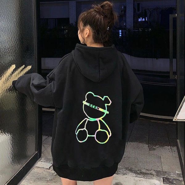 

new winter languid hoodie sweater women's thickened fashion ins plush korean version versatile and loose female student, Black