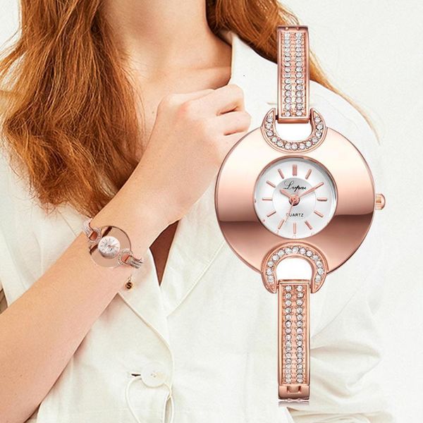 

lvpai fashion ladies watches bracelet rhinestone beautiful large case small dial quartz watches woman clock reloj1, Slivery;brown