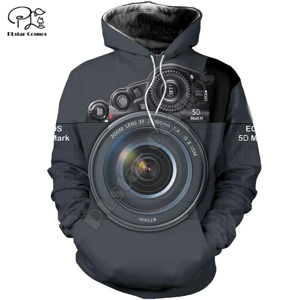 Uomo donna obiettivo fotocamera 3d stampato all over Felpe con cappuccio unisex manica lunga Felpe giacca guerriero pullover tuta C1116