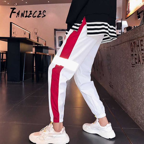 

summer autumn trousers women stripe korean loose reflective pants streetwear personality trend dance hip hop pants elastic waist y19070301, Black;white