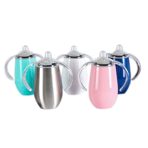 

10oz sippy stainless steel cups with handle insulated vacuum milk newborn feeding bottle sucker cup mugs a05