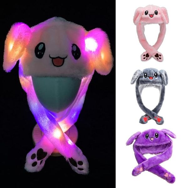 

beanie/skull caps lovely cartoon animal plush hat led light up moving ears winter warm fluffy earflap cap holiday cosplay party 094b, Blue;gray