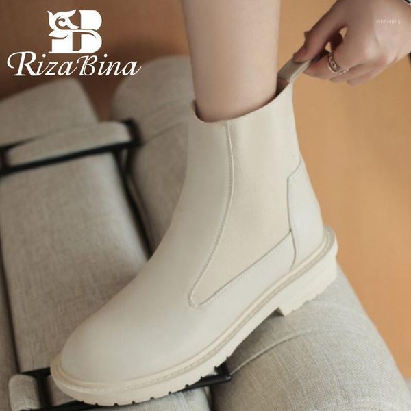 

boots rizabina size 31-43 women ankle flats round toe shoes fashion party winter warm casual footwear1, Black