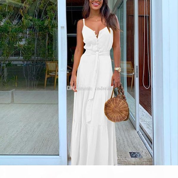 

solid color summer slip dress v neck tie waist maxi dress fashion women clothes will and sandy gift, Black;gray