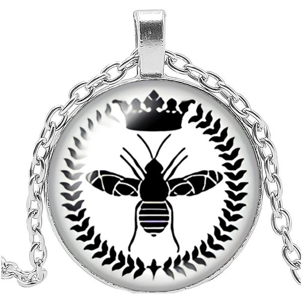 

2019 new art charm personality bee pendant round p glass cabochon necklace gift sweater chain f wmtnbj, Golden;silver