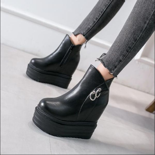 

2020 women's 13cm wedge super high heels head martin boots 947y, Black