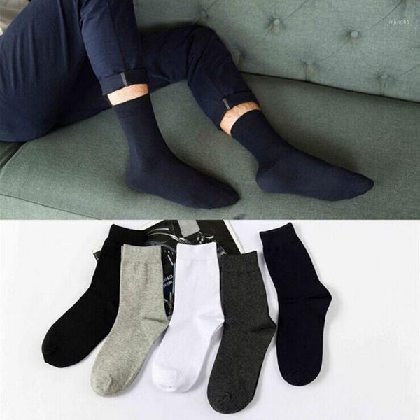 

solid color socks cotton men fashion in tube socks winter male casual business breathable male sock slippers meias1, Black