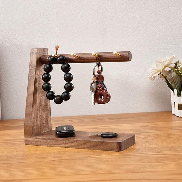 

hooks & rails key holder jewelry storage display stand solid wood black walnut artifact