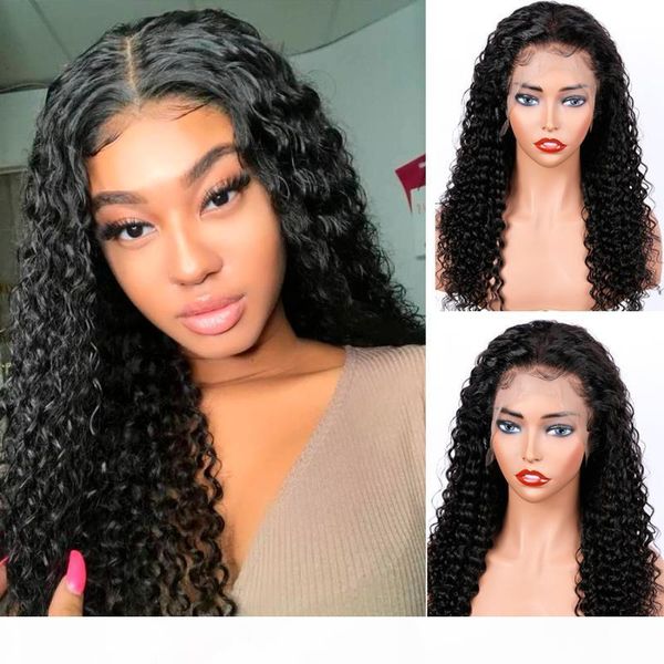 

парик фронта fureya волос 150% плотность deep curly полный парик человеческих волос парики для женщин бразильский завитые remy парики с ребе, Black;brown