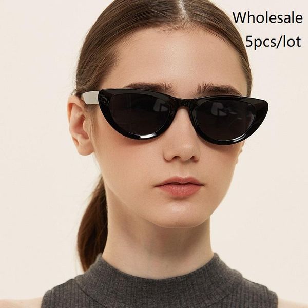 

wholesale 5pcs/lot vintage cat eye sunglasses women shades 2021 brand fashion sun glasses for womens gafas de sol girl glasses, White;black