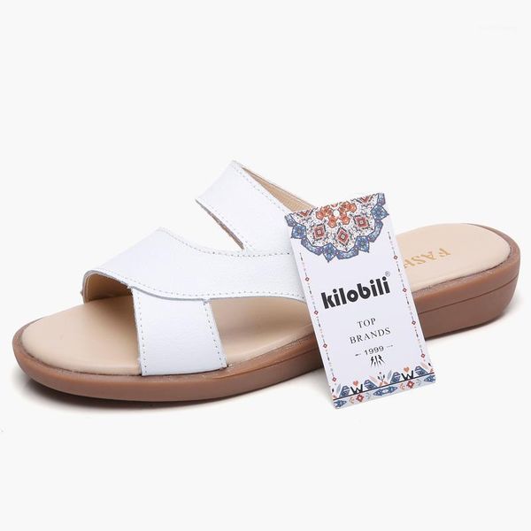

kilobili 2020 summer women slippers flat sandals shoes beach shoes flip flops women leather slides flat mules ladies flipflops1, Black