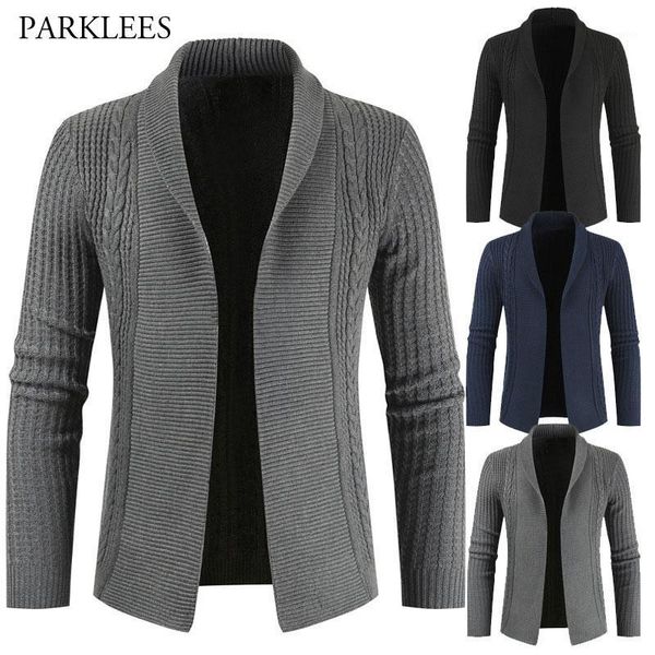 

solid color cardigan sweater men turn down collar mens knitted sweaters coat casual slim fit twist braided pull homme knitwear1, White;black