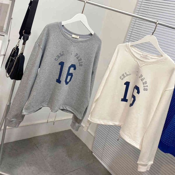 

2022 factory wholesale new ce home ss early autumn digital printed terry cotton casual loose round neck long sleeve drawstring couple top, Black