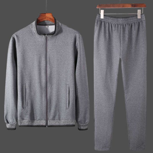 

fashion men's casual suit autumn 2019 new sweater sportswear two piece set, Gray