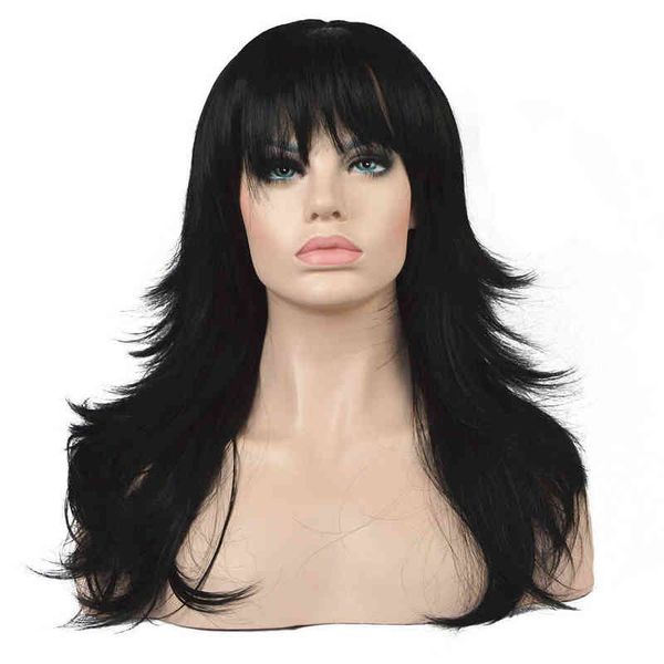 

hair strongbeauty natural layered long straight synthetic brown/black for black women 220301, Black;brown
