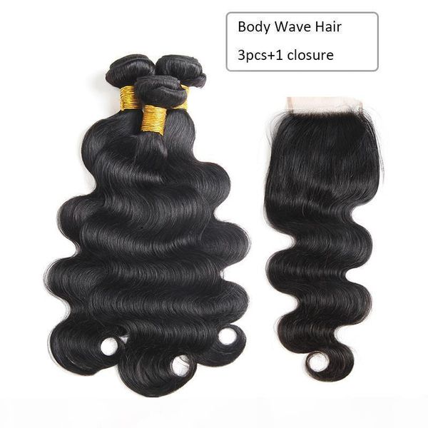 

mink brazilian human hair body waves bundles with frontal human hair wet wavy bundles with closure brazilian hair weave extensions, Black