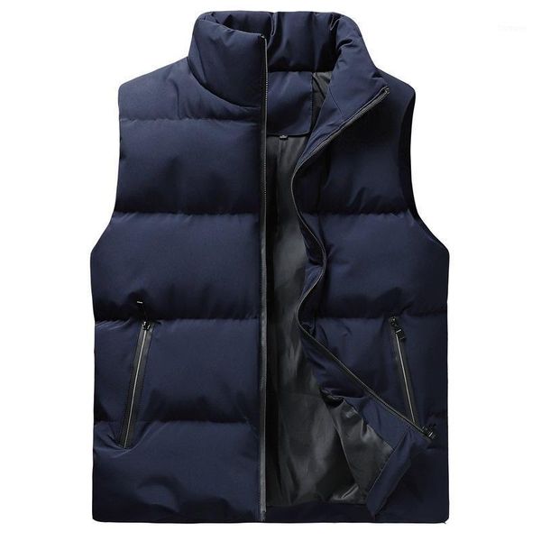 

autumn and winter new style men's casual vest stand collar solid color mian ma jia cross border waistcoat coat male foreign trad1, Black;white