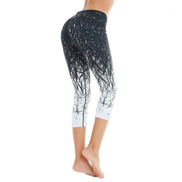 

yoga outfits high waisted printed capris women sports fitness leggings seamless push up running tight gym training sweatpants women1, White;red