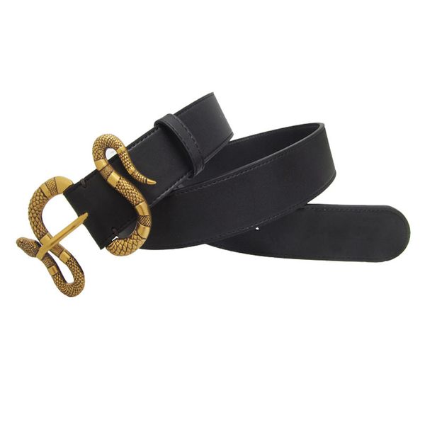 

western snake alloy buckle black leather men belt fashion jeans causal pants men belt, Black;brown