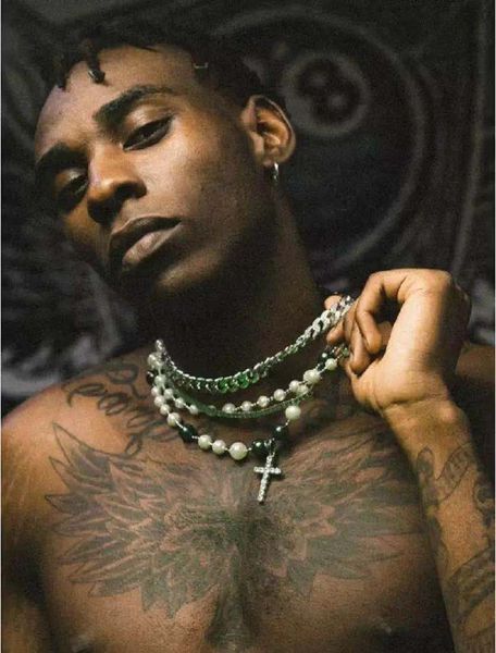 

european and american hip hop pop retro artificial pearl with zircon cross pendant asap rocky same necklace, Silver