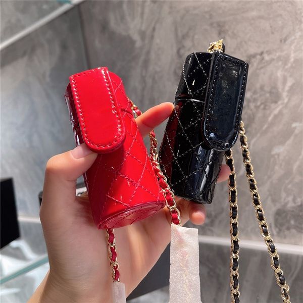 

personalized mini bag, lipstick bag can hold lighter key bag, women's unique fashion chain matching bag coin purse, Black;red