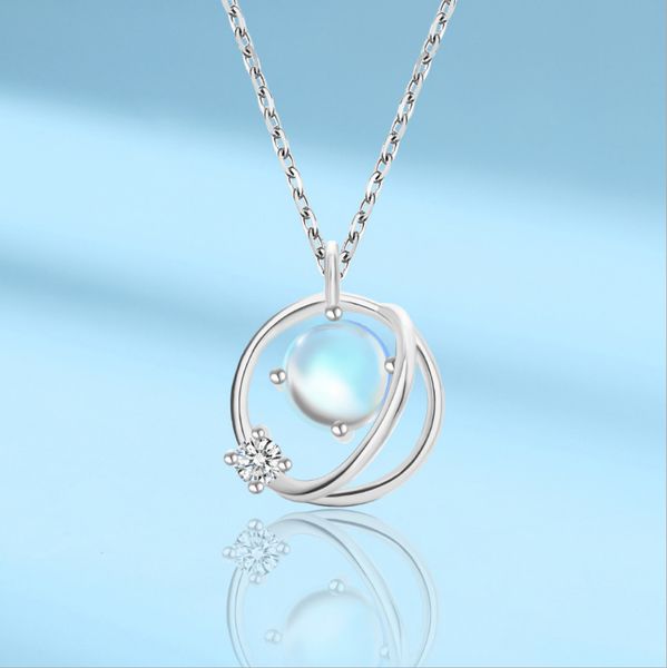 Nuova moda che circonda la collana d'argento del pianeta 925 piccola collana della clavicola del pianeta dei sogni fresca Q0531