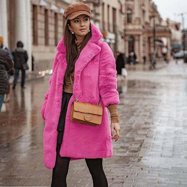 

2020 women faux fur teddy coat autumn winter fluffy warm fur jackets outerwear plus size ladies hairy coats fashion overcoat1, Black