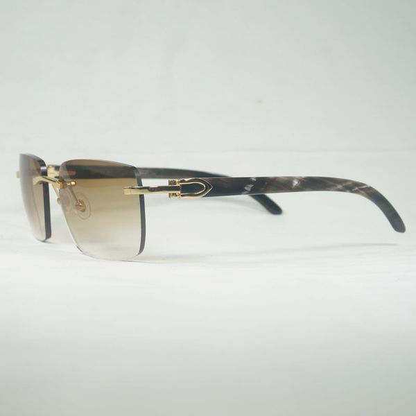 

natuurlijke hout zonnebril mannen zwart wit buffelhoorn vintage randloze vierkante brillen culos gafas accsoir b, White;black