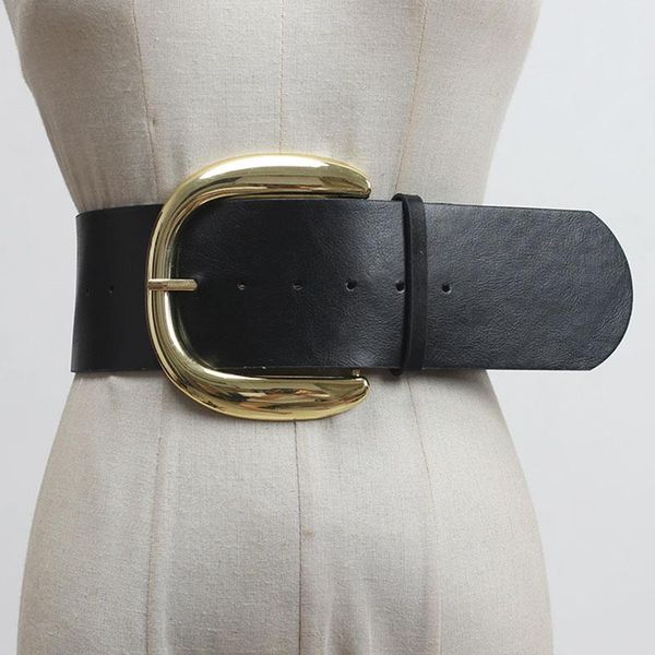 

seebeautiful простой металлический штырь пряжки pu кожи широкие пояснители женщины осень 2020 новая мода прилив t678, Black;brown