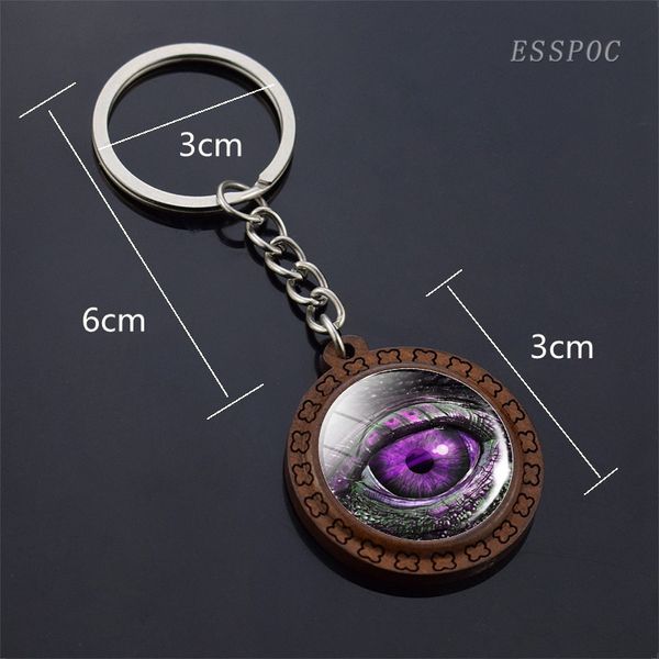 

dinosaur eyes wood car keychain creative evil pendant key chain trinkets gift for biology teacher student, Silver