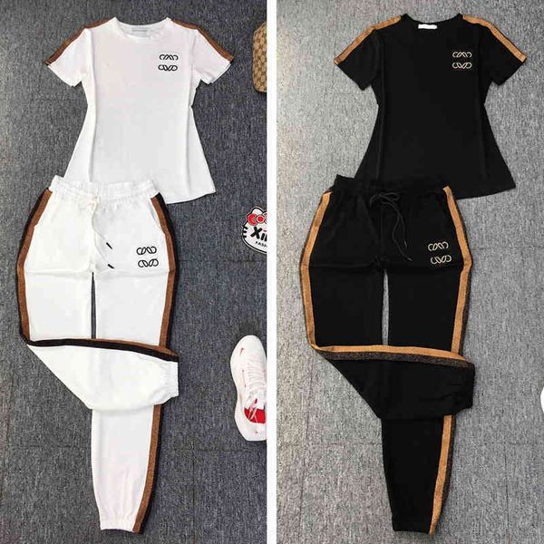 

2022 factory wholesale new model small fragrance temperament women's casual pure cotton sportswear set pants two-piece set european fas, Black