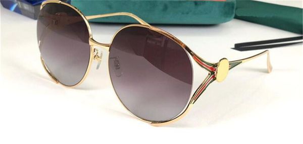 

new fashion design sunglasses 0225 round frame crystal cutting lens gold color legs popular style uv400 protection wholesale eyewear, White;black
