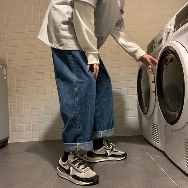 

2021 male brem spring new breeches wide leg pants youth tnvs, Blue